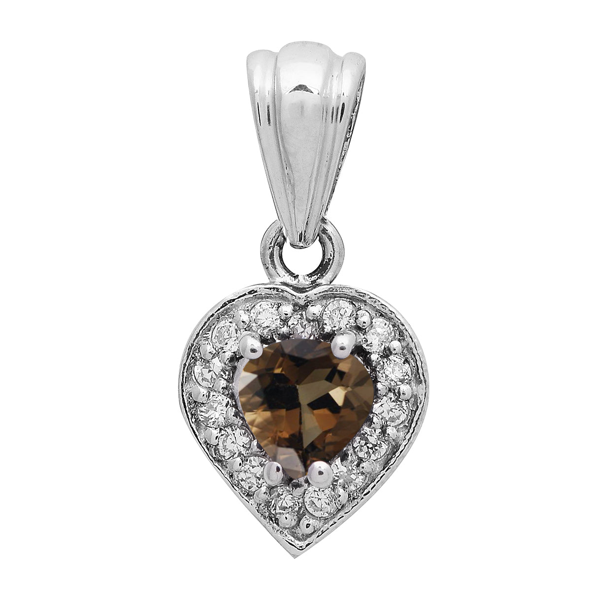 Multi Stone Heart-Shaped Pendant - Sterling Silver