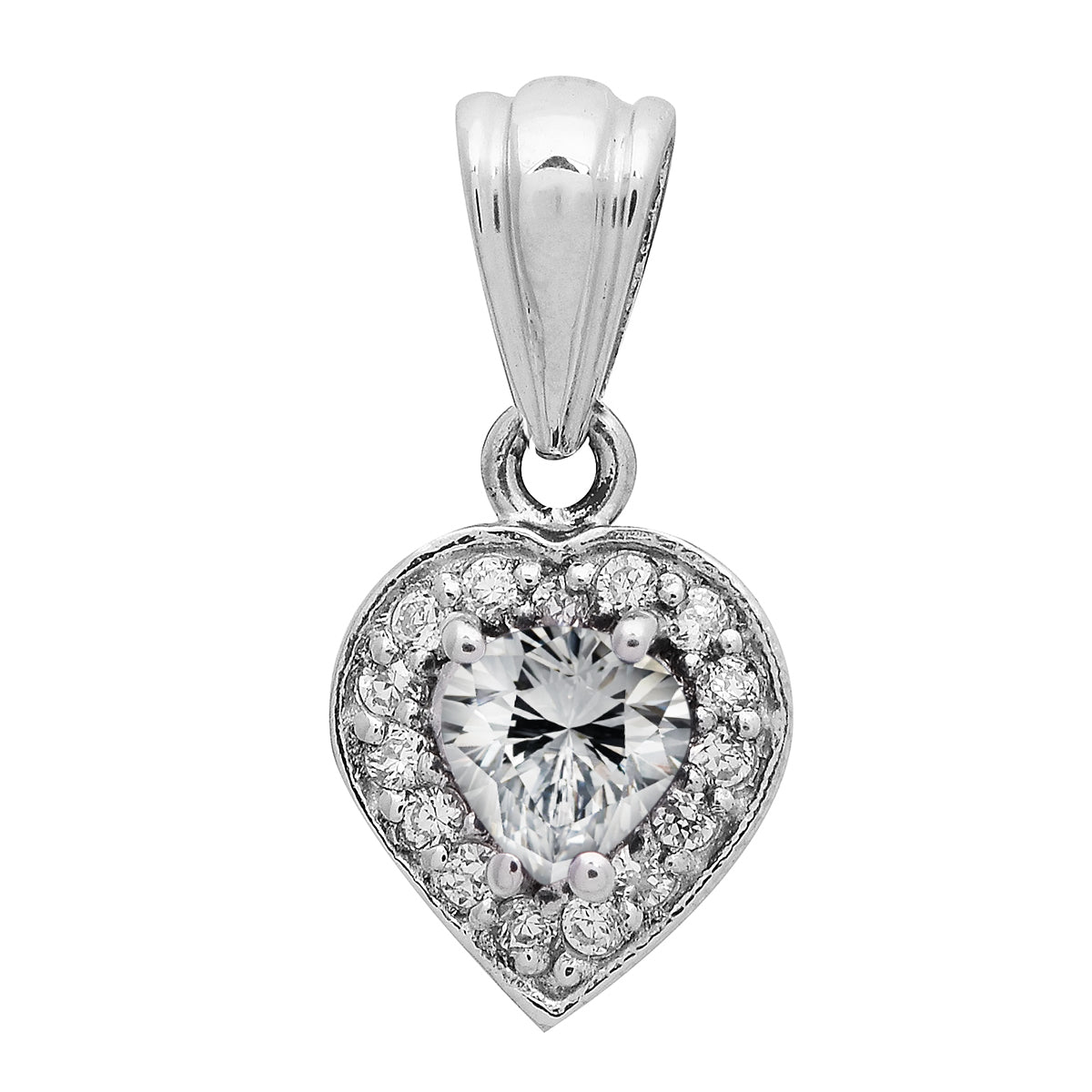Multi Stone Heart-Shaped Pendant - Sterling Silver