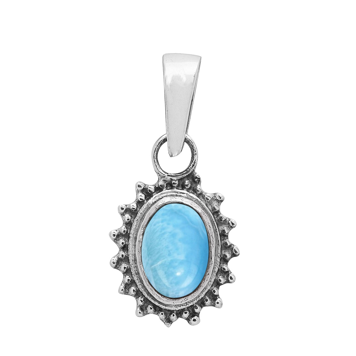 Multi Stone Silver Oval Pendant - Sterling Silver