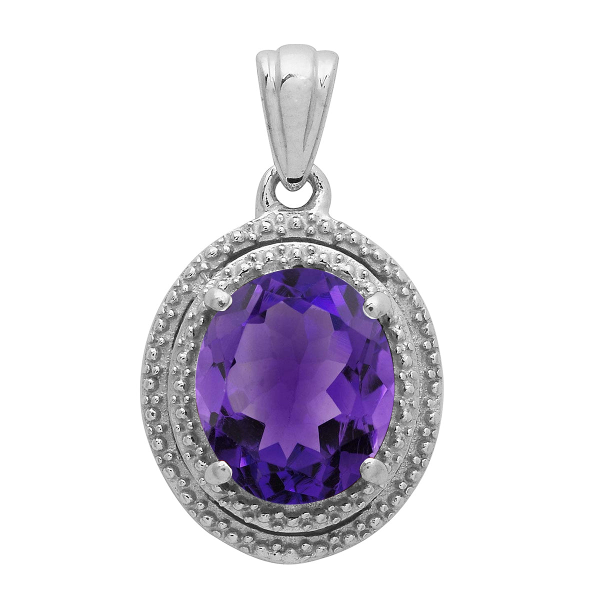 Multi Stone Oval Cut Solitaire Pendant - Sterling Silver