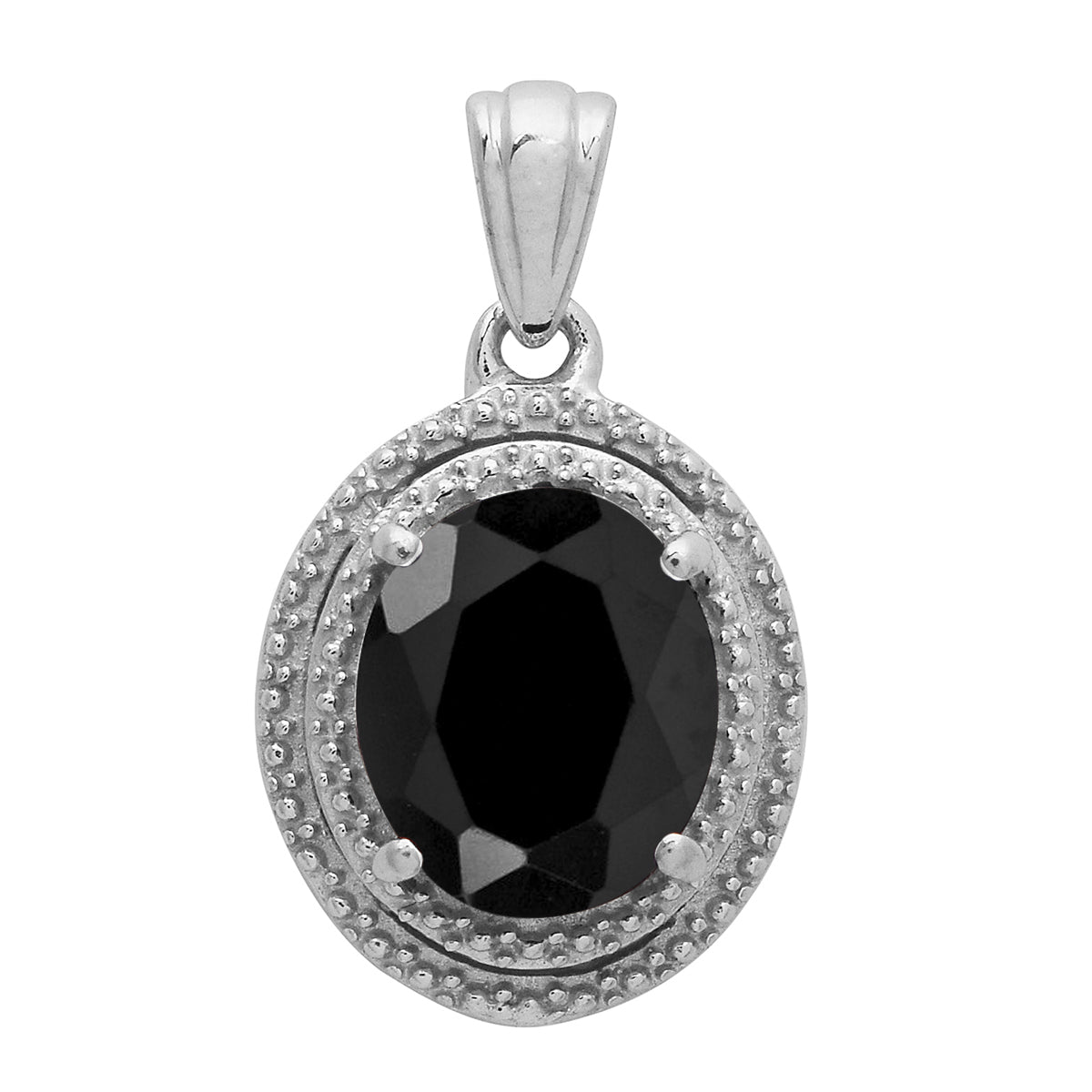 Multi Stone Oval Cut Solitaire Pendant - Sterling Silver