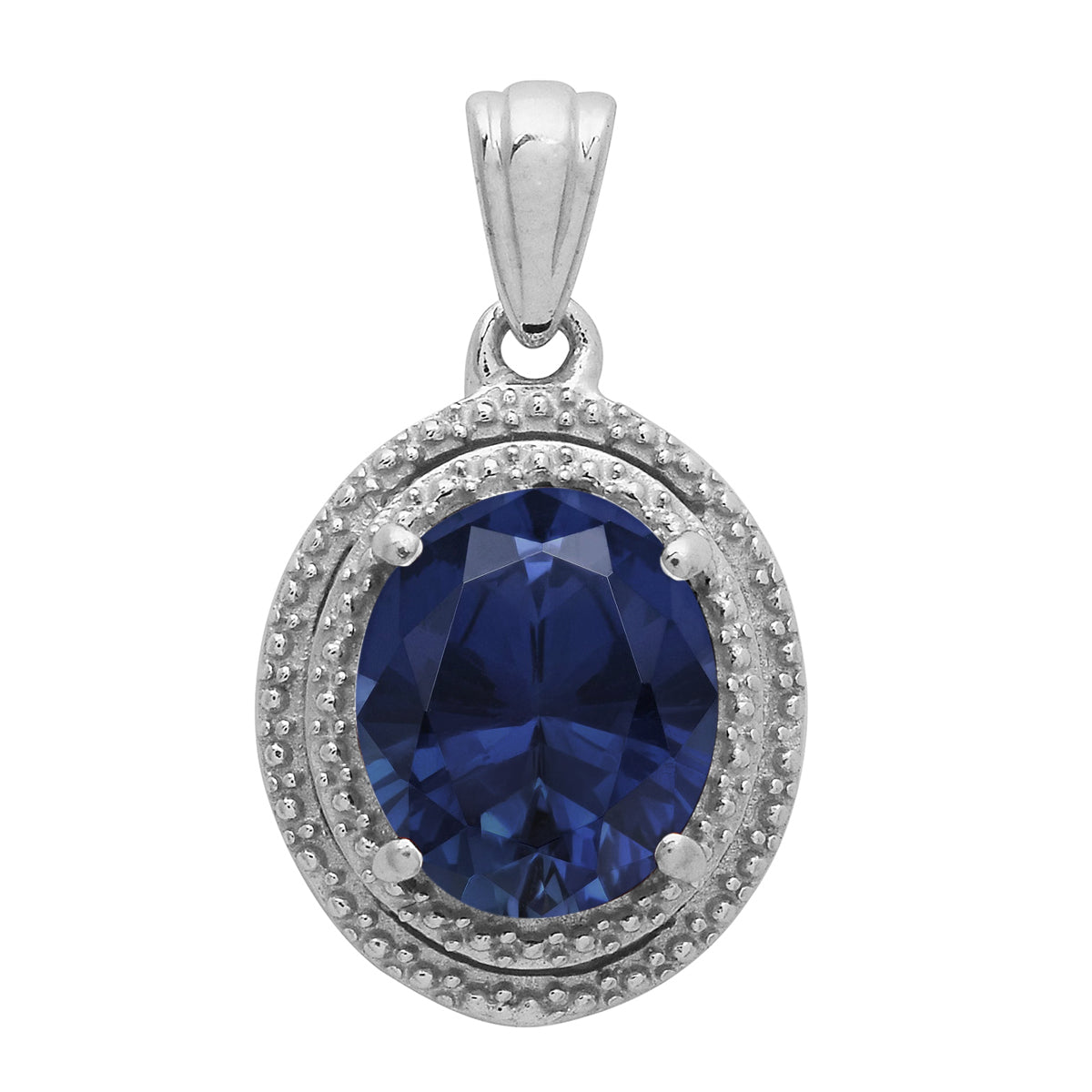 Multi Stone Oval Cut Solitaire Pendant - Sterling Silver