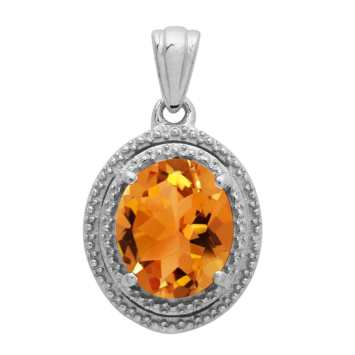 Multi Stone Oval Cut Solitaire Pendant - Sterling Silver