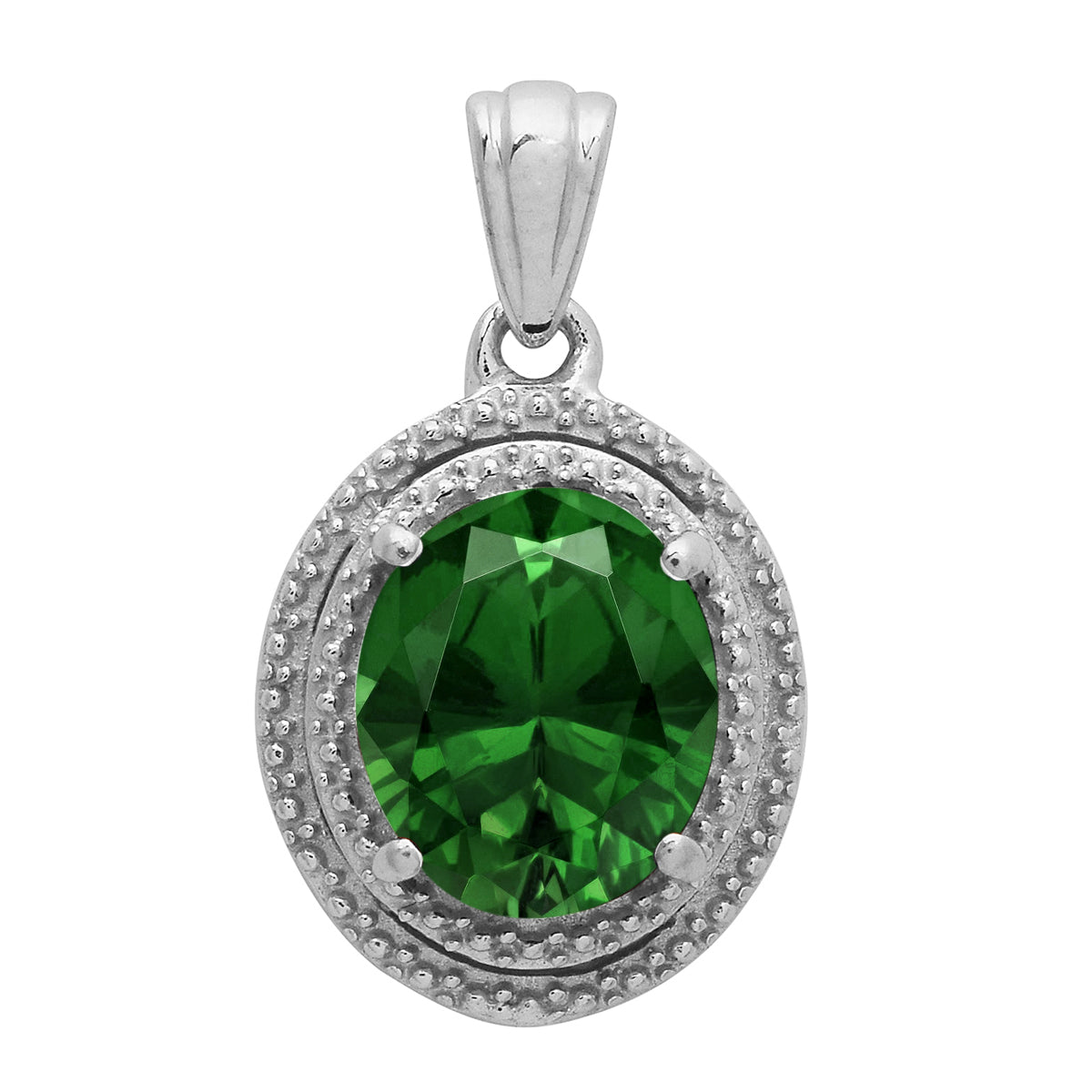 Multi Stone Oval Cut Solitaire Pendant - Sterling Silver