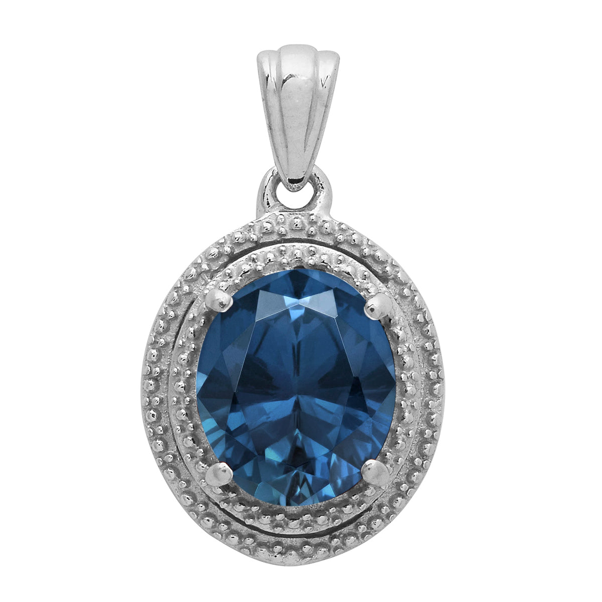 Multi Stone Oval Cut Solitaire Pendant - Sterling Silver