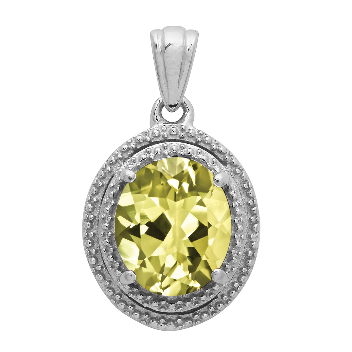 Multi Stone Oval Cut Solitaire Pendant - Sterling Silver
