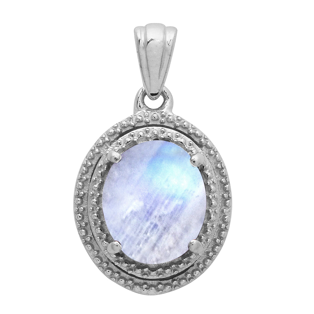 Multi Stone Oval Cut Solitaire Pendant - Sterling Silver