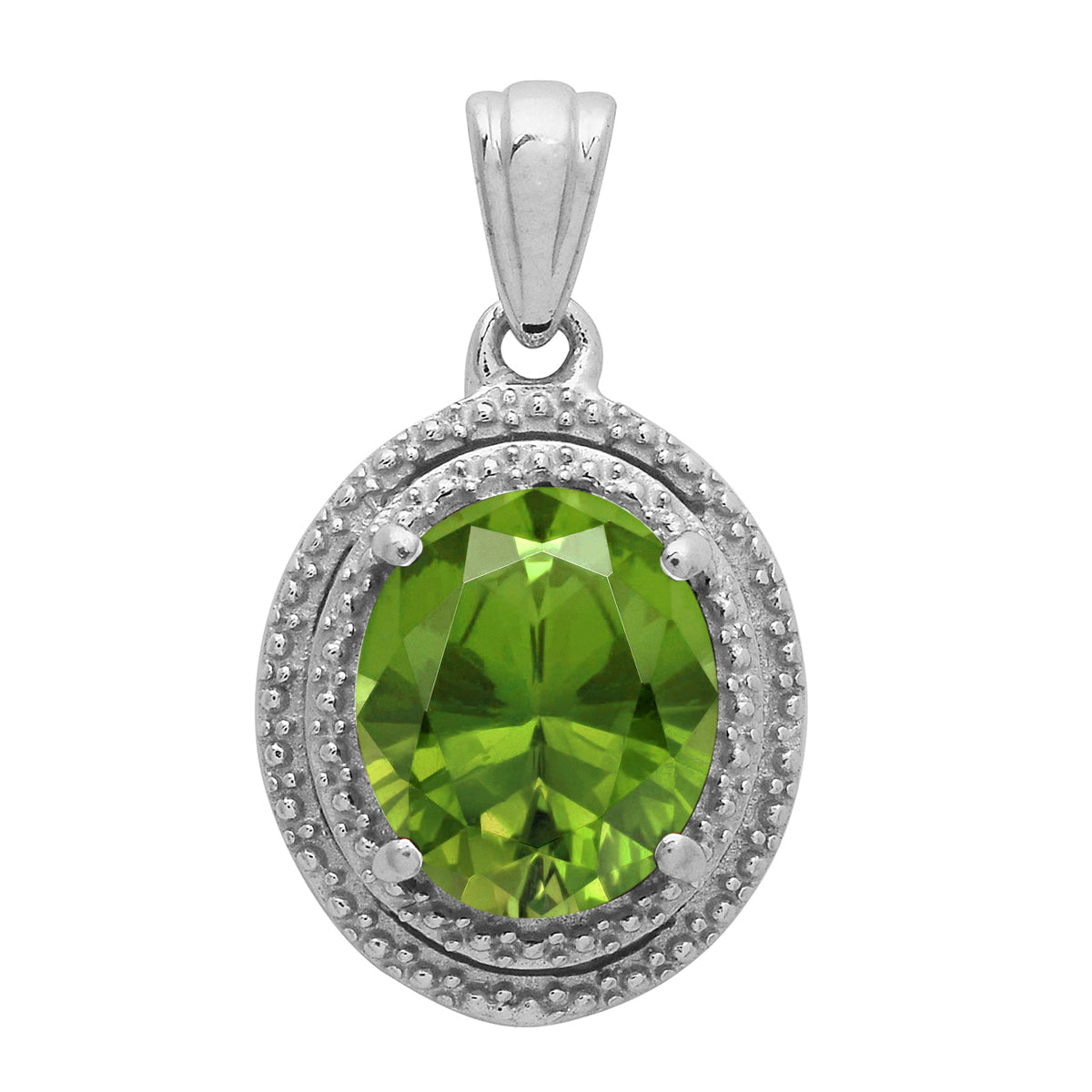 Multi Stone Oval Cut Solitaire Pendant - Sterling Silver