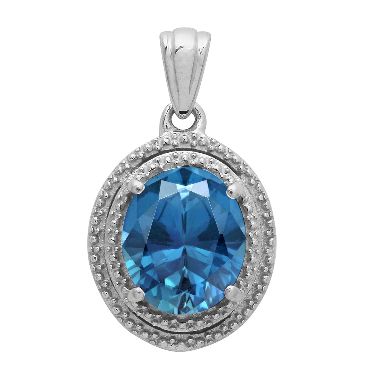 Multi Stone Oval Cut Solitaire Pendant - Sterling Silver