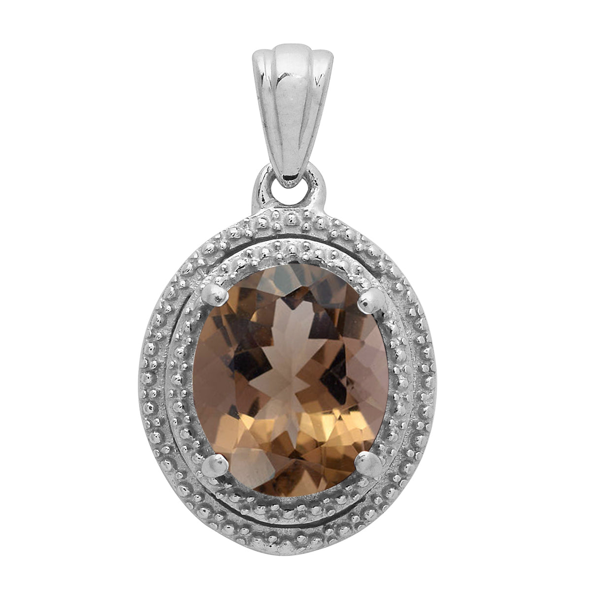 Multi Stone Oval Cut Solitaire Pendant - Sterling Silver