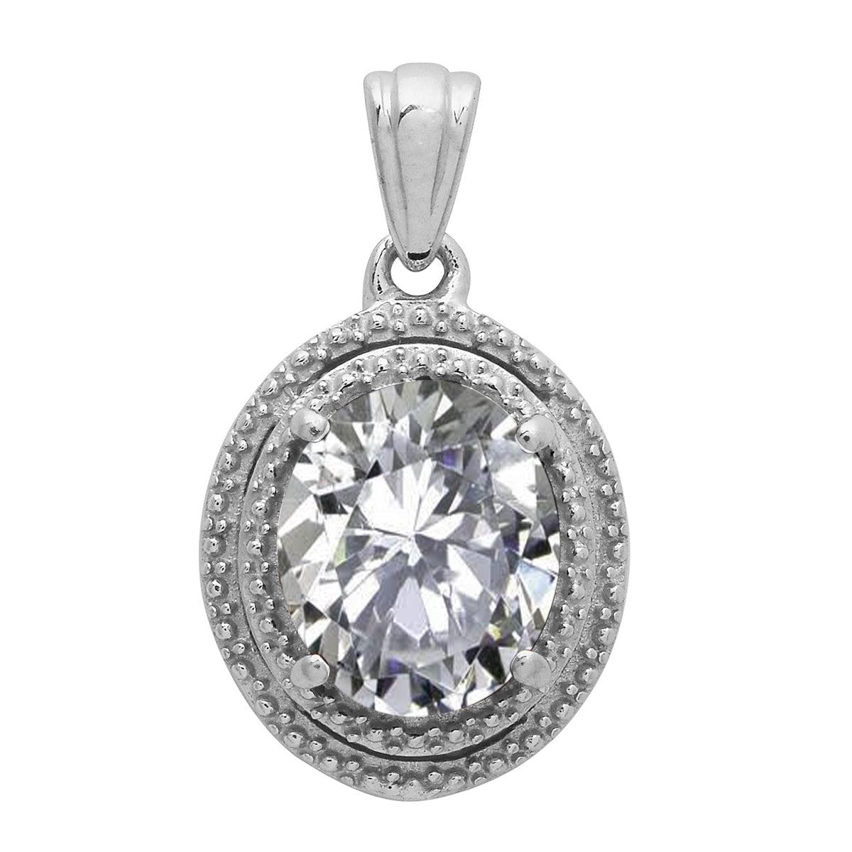Multi Stone Oval Cut Solitaire Pendant - Sterling Silver