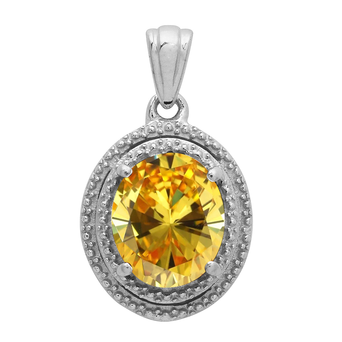 Multi Stone Oval Cut Solitaire Pendant - Sterling Silver