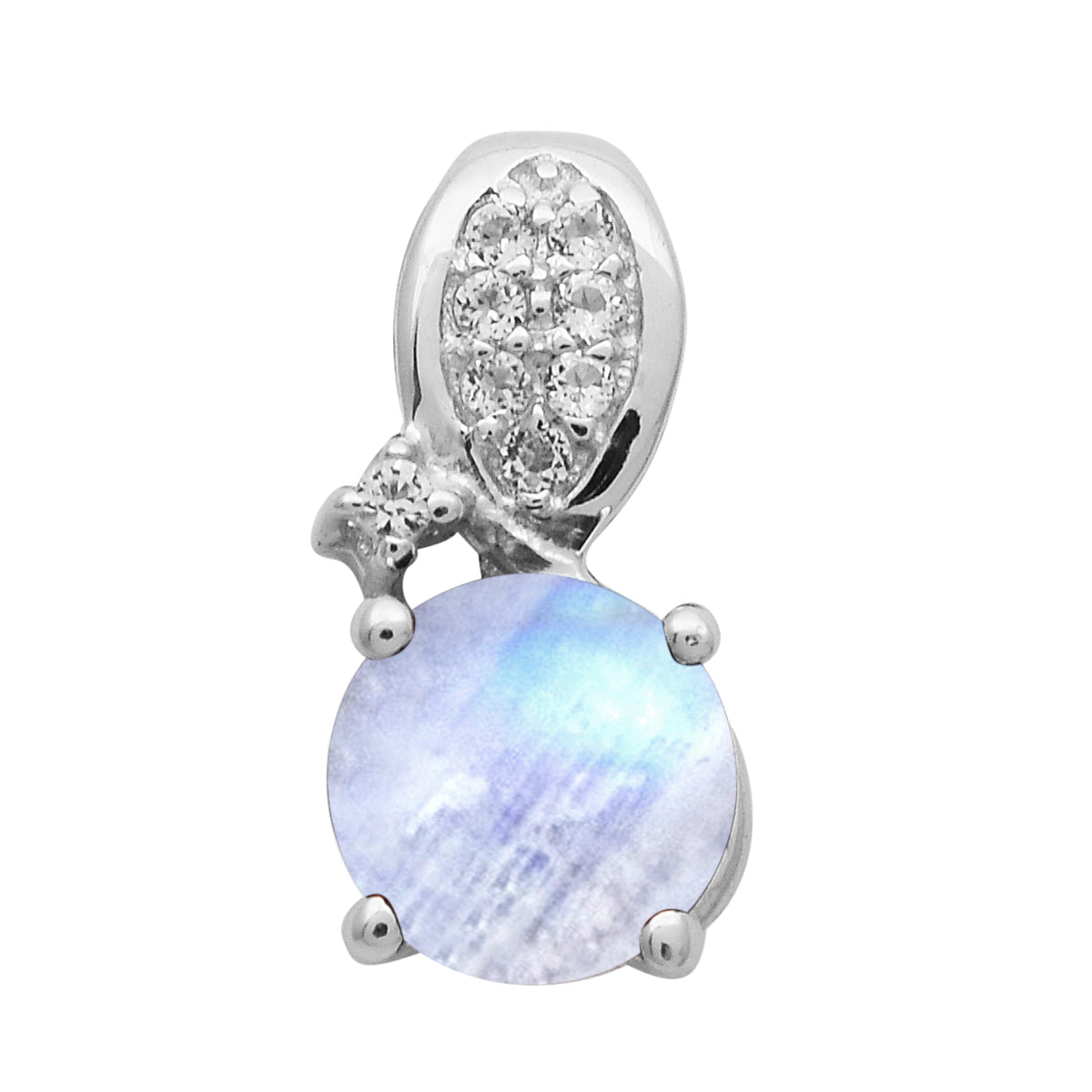 Multi Stone Round Solitaire Pendant - Sterling Silver