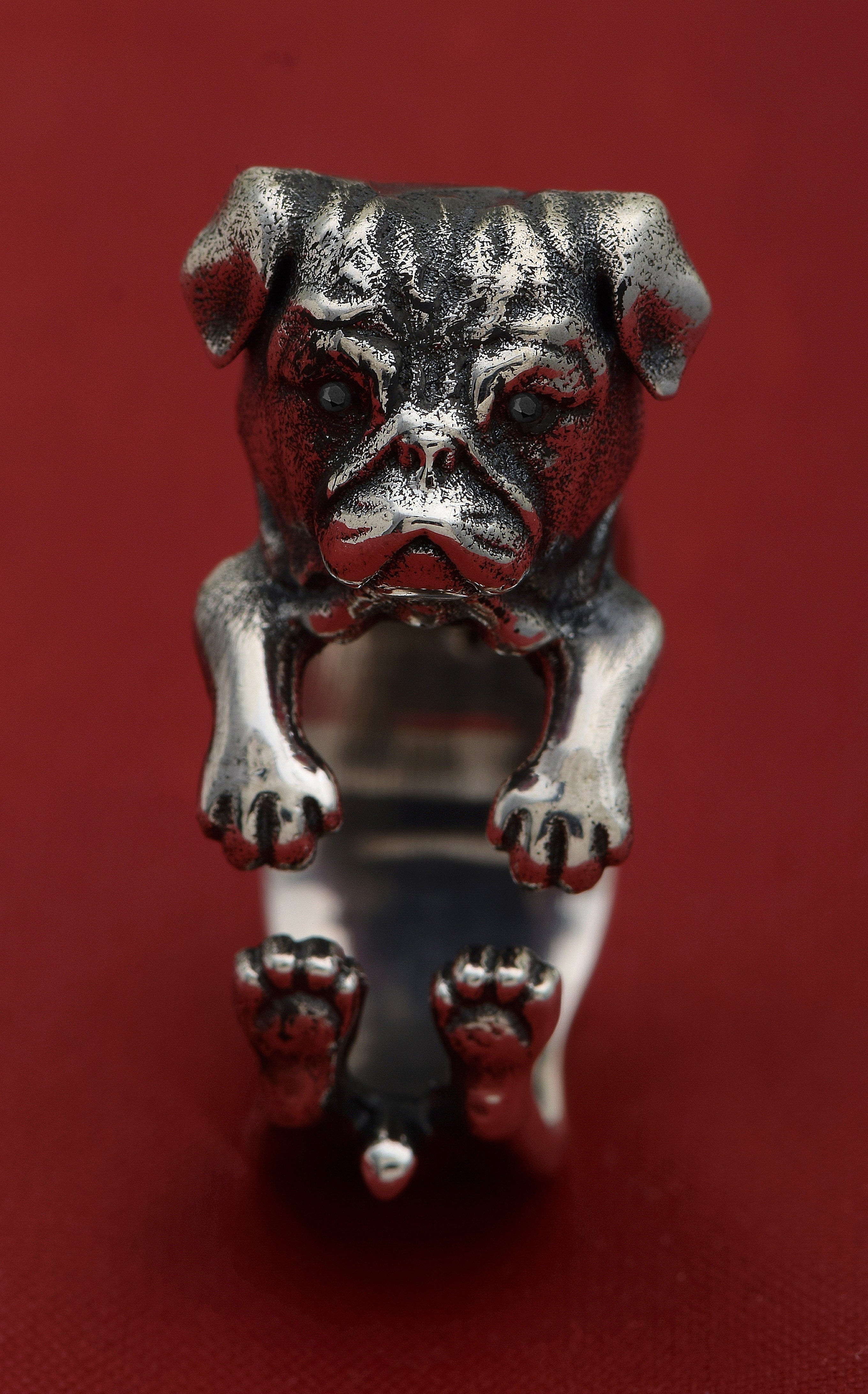 Bulldog Biker Ring - Sterling Silver