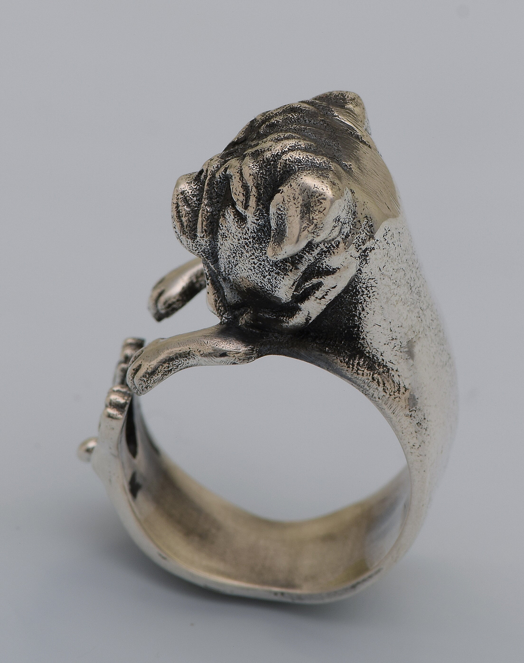 Bulldog Biker Ring - Sterling Silver