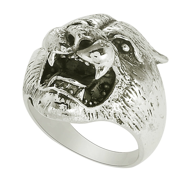Tiger Head Statement Ring - Sterling Silver