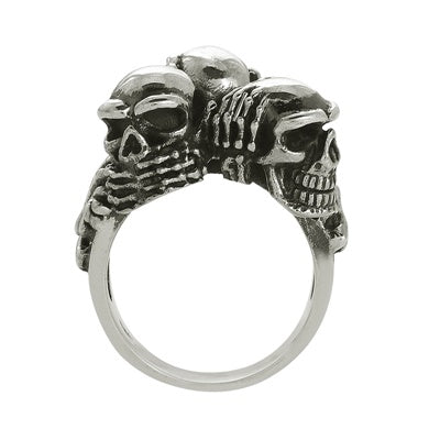 Biker Triple Skull Ring