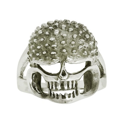Spiked Brain Design Skull Ring - Sterling Silver
