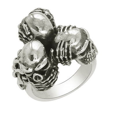 Biker Triple Skull Ring