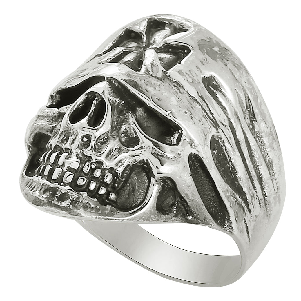 Biker Style Skull Ring - Sterling Silver