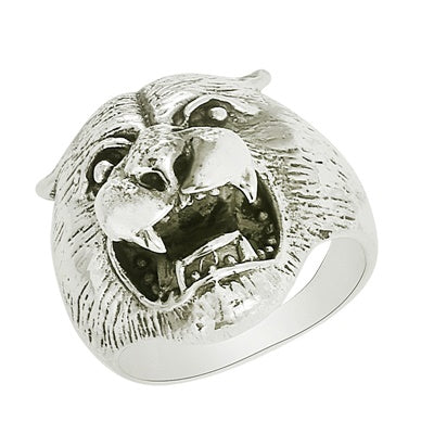 Tiger Head Statement Ring - Sterling Silver