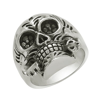 Key & Lock Skull Ring - Sterling Silver