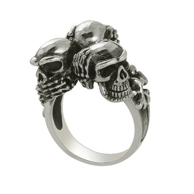 Biker Triple Skull Ring