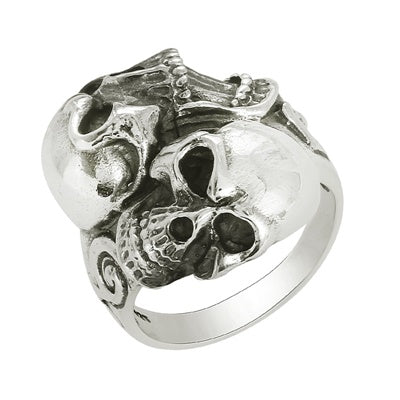 Biker Double Skull Ring