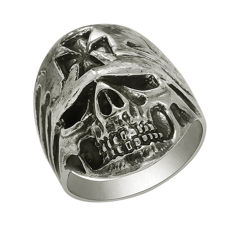 Biker Style Skull Ring - Sterling Silver