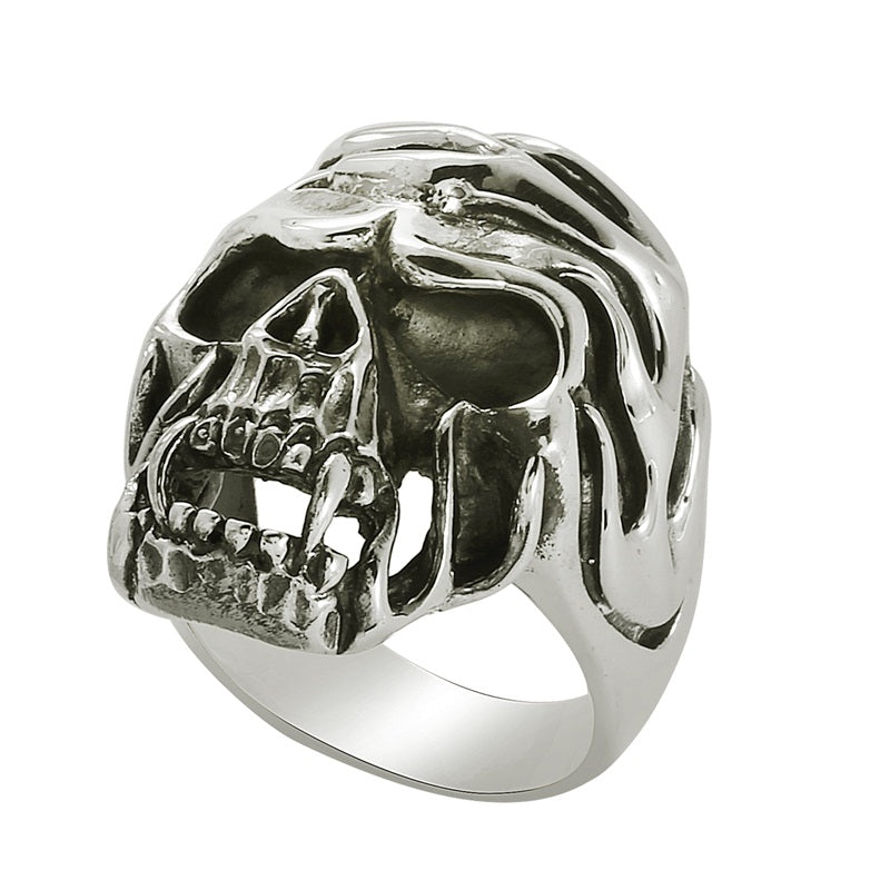 Skeleton Open Jaw Biker Ring