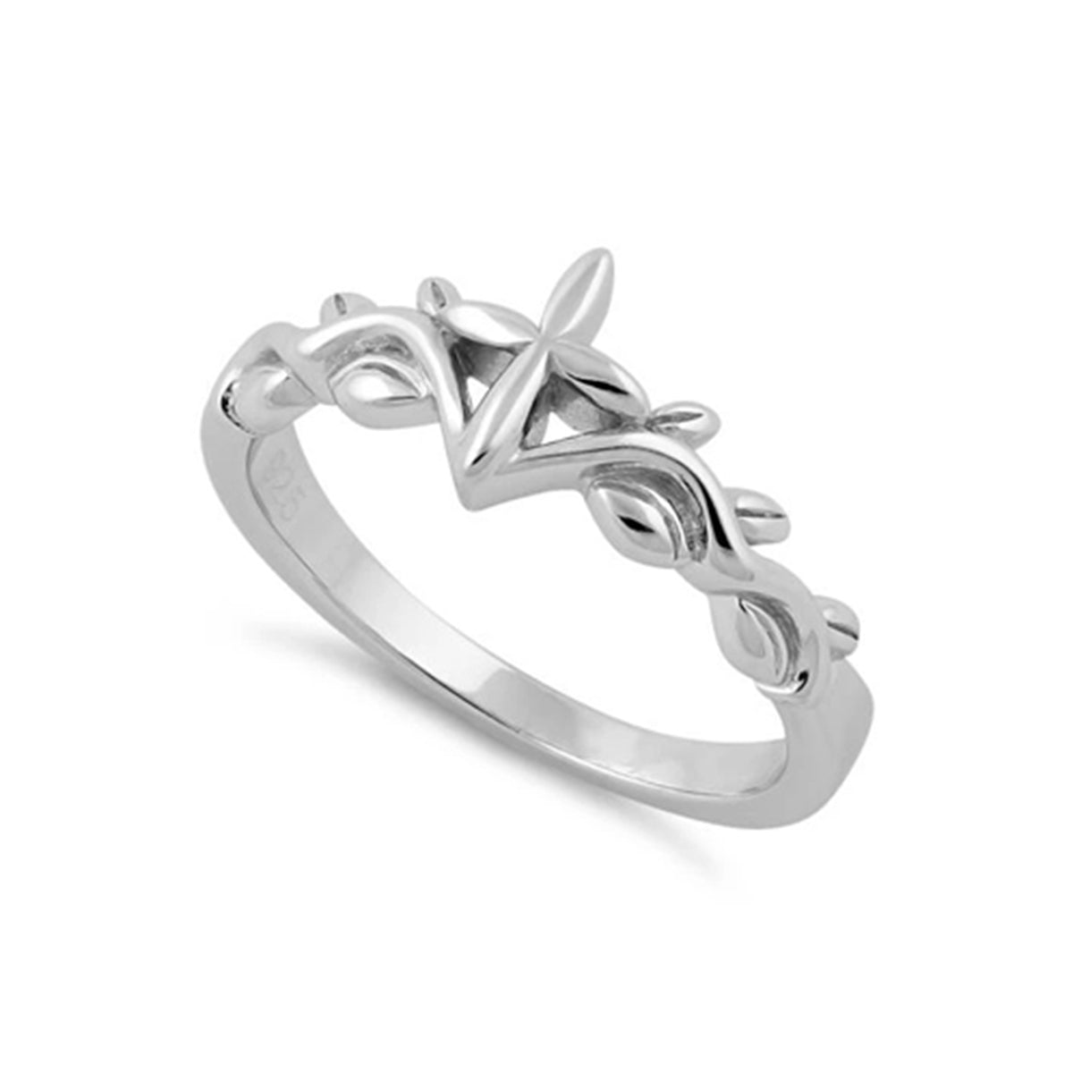 Nature-Inspired Vine Design Ring - Sterling Silver