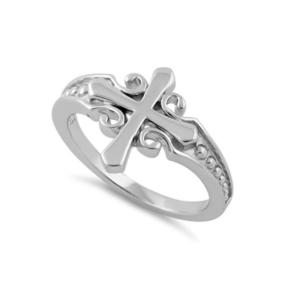 Ornate Cross Ring - Sterling Silver