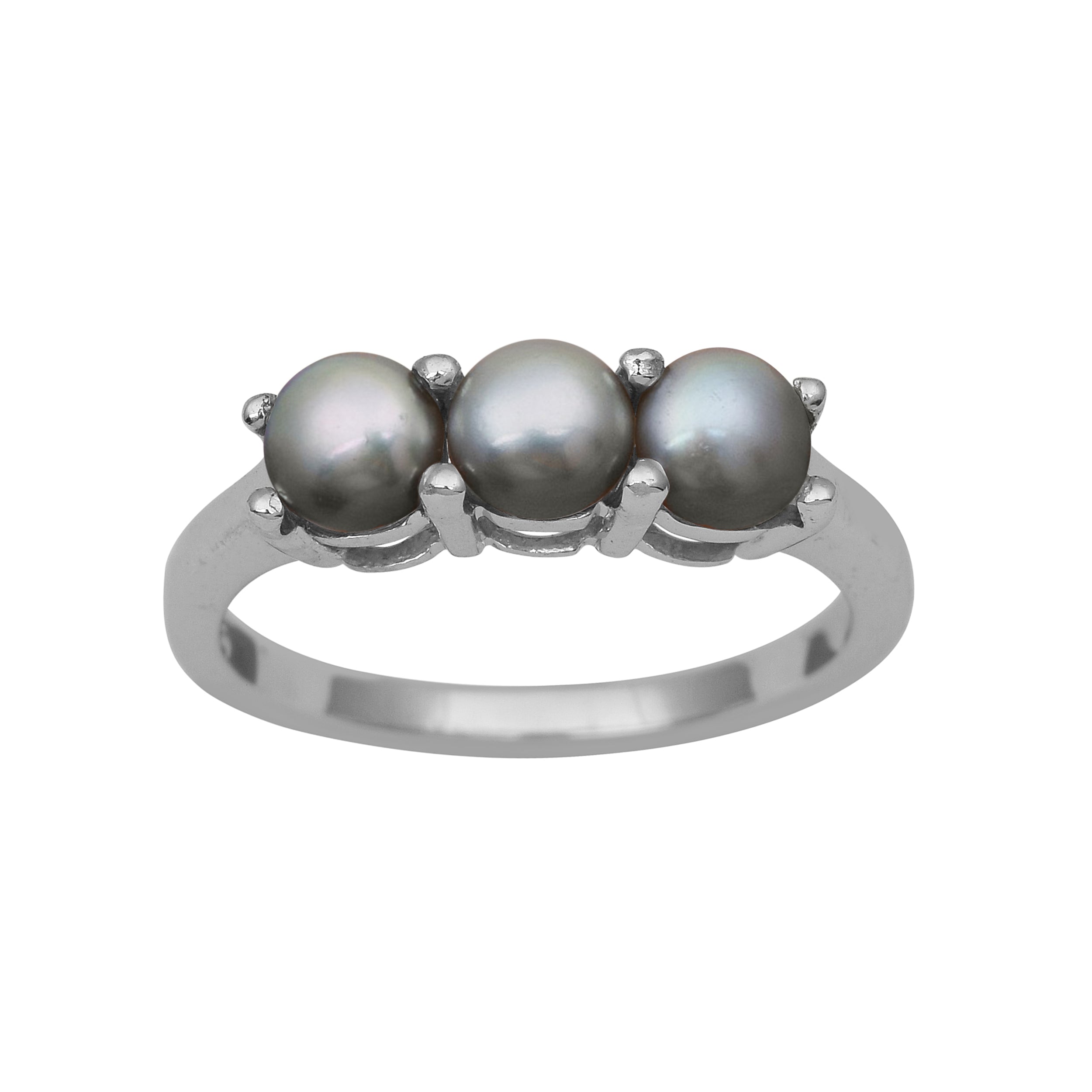 Anello con tre pietre di perla grigia