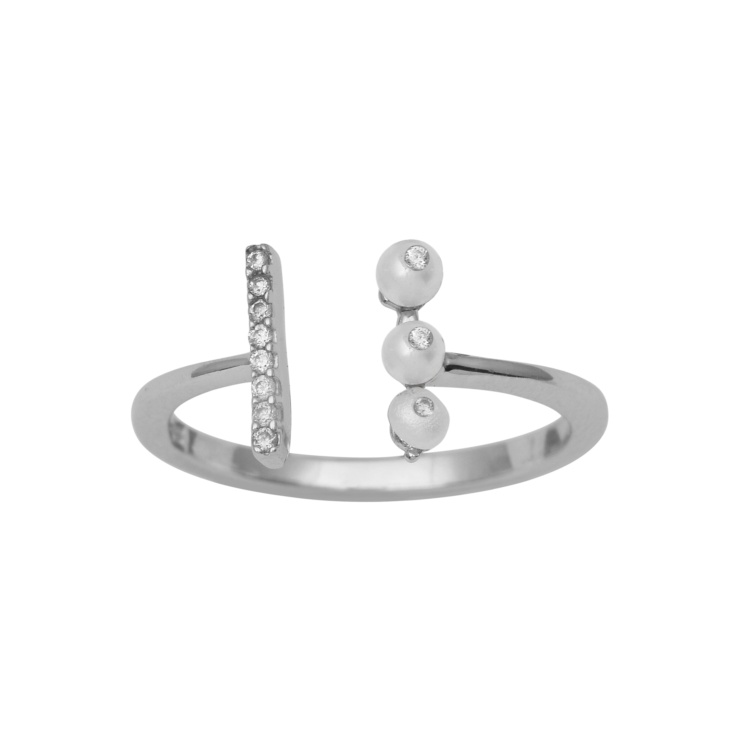 Pearl Parallel Band Ring - Sterling Silver