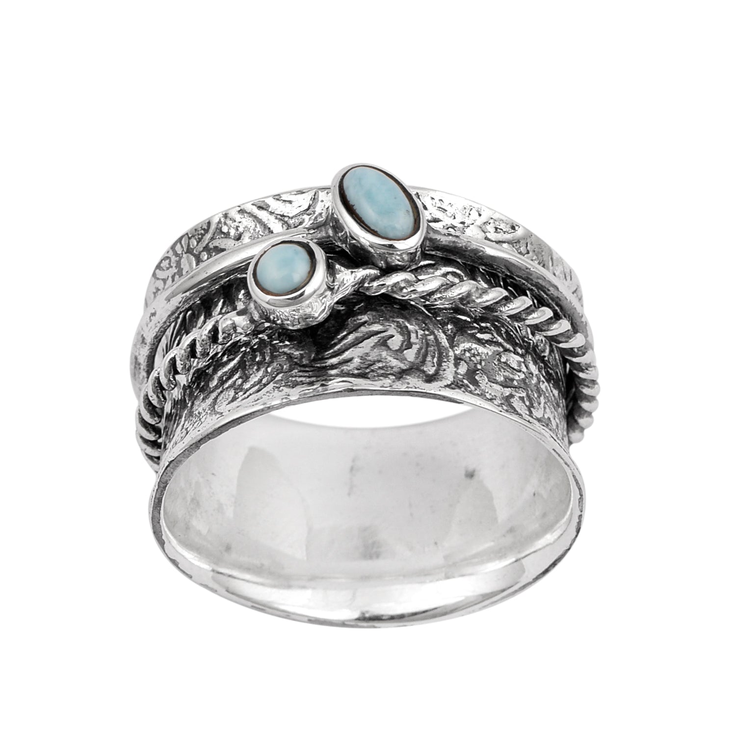 Larimar Spinner Ring – Sterling Silver
