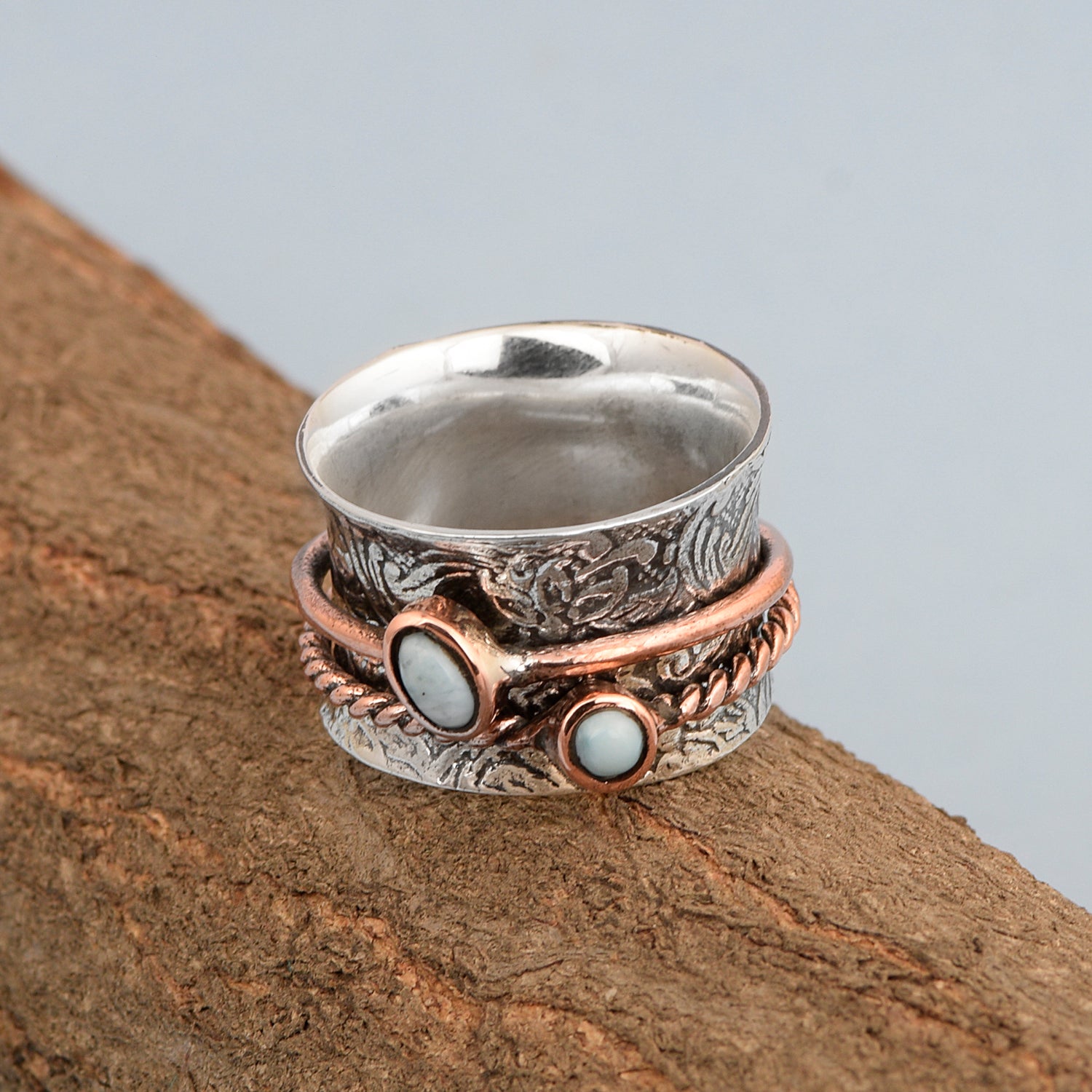 Larimar Spinner Ring – Sterling Silver