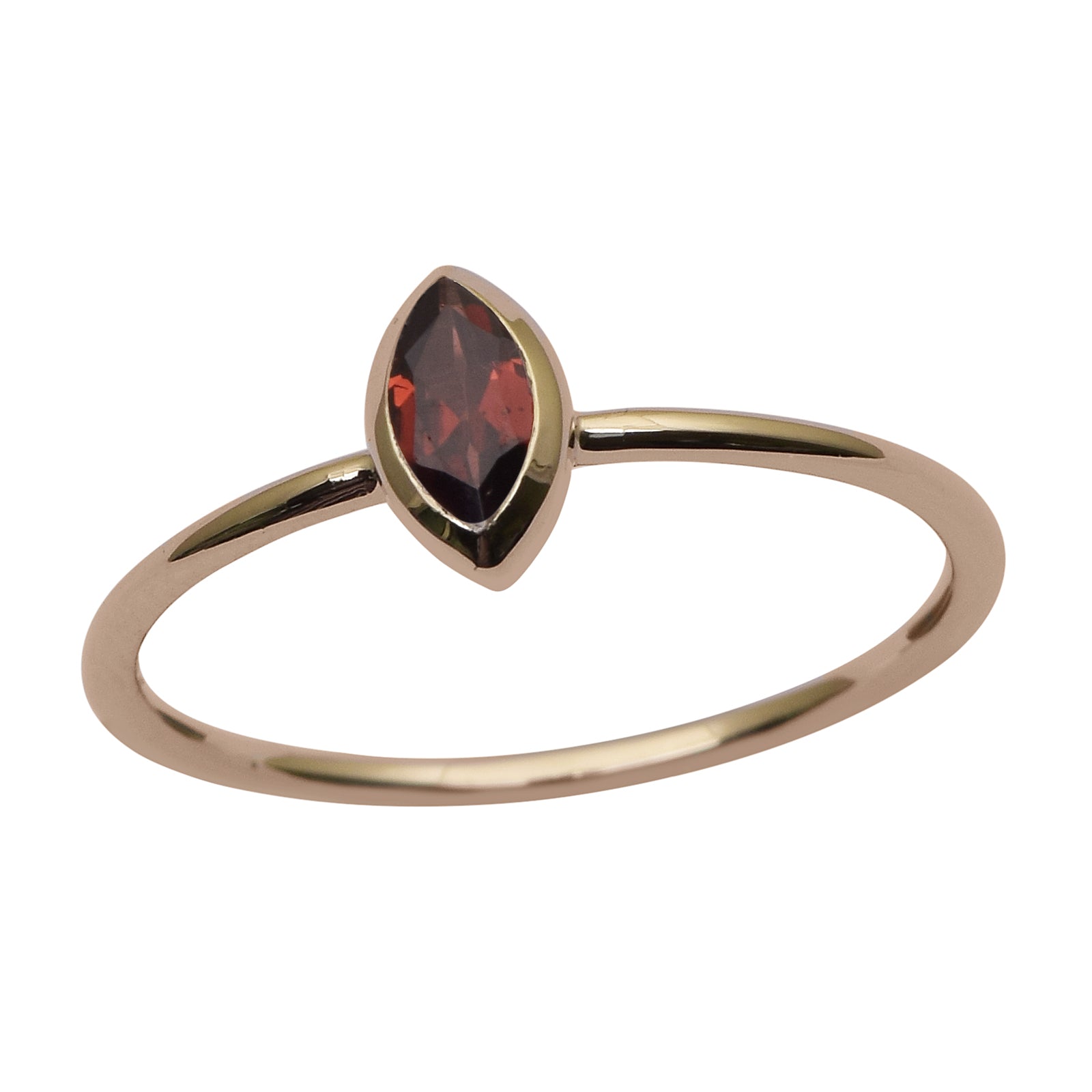 9k Yellow Gold Marquise Red Garnet Ring