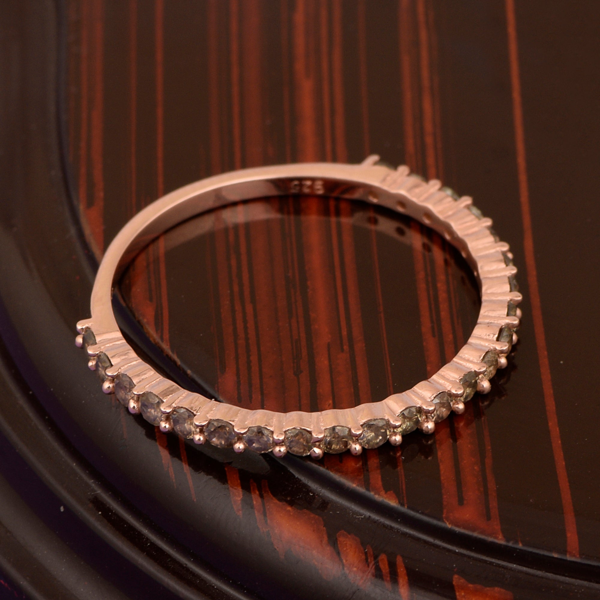 Champagne Diamond Eternity Band Ring - Sterling Silver