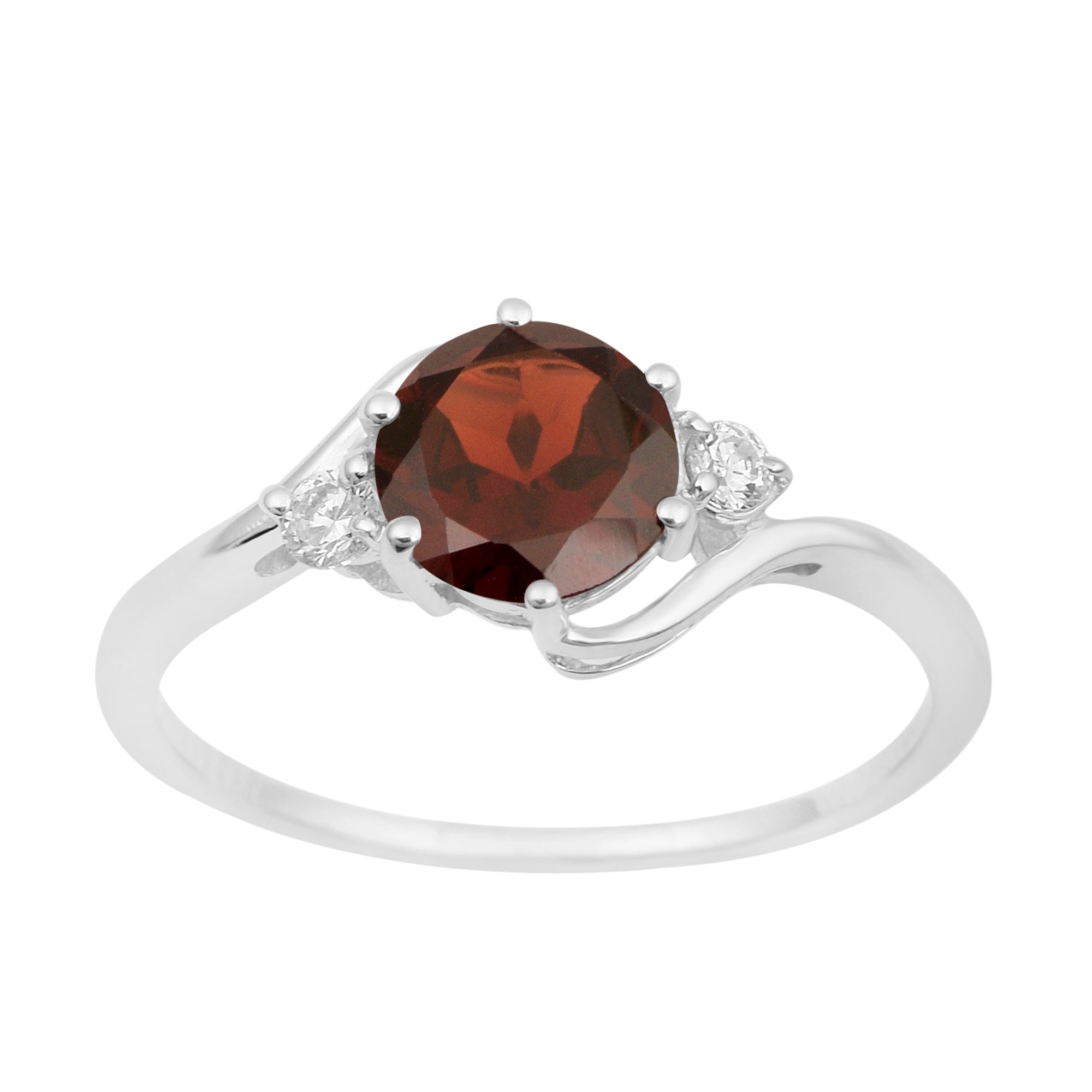Sterling Silver Double Heart Garnet & Diamond Infinity Ring – Size 6.5, Genuine Gemstones
