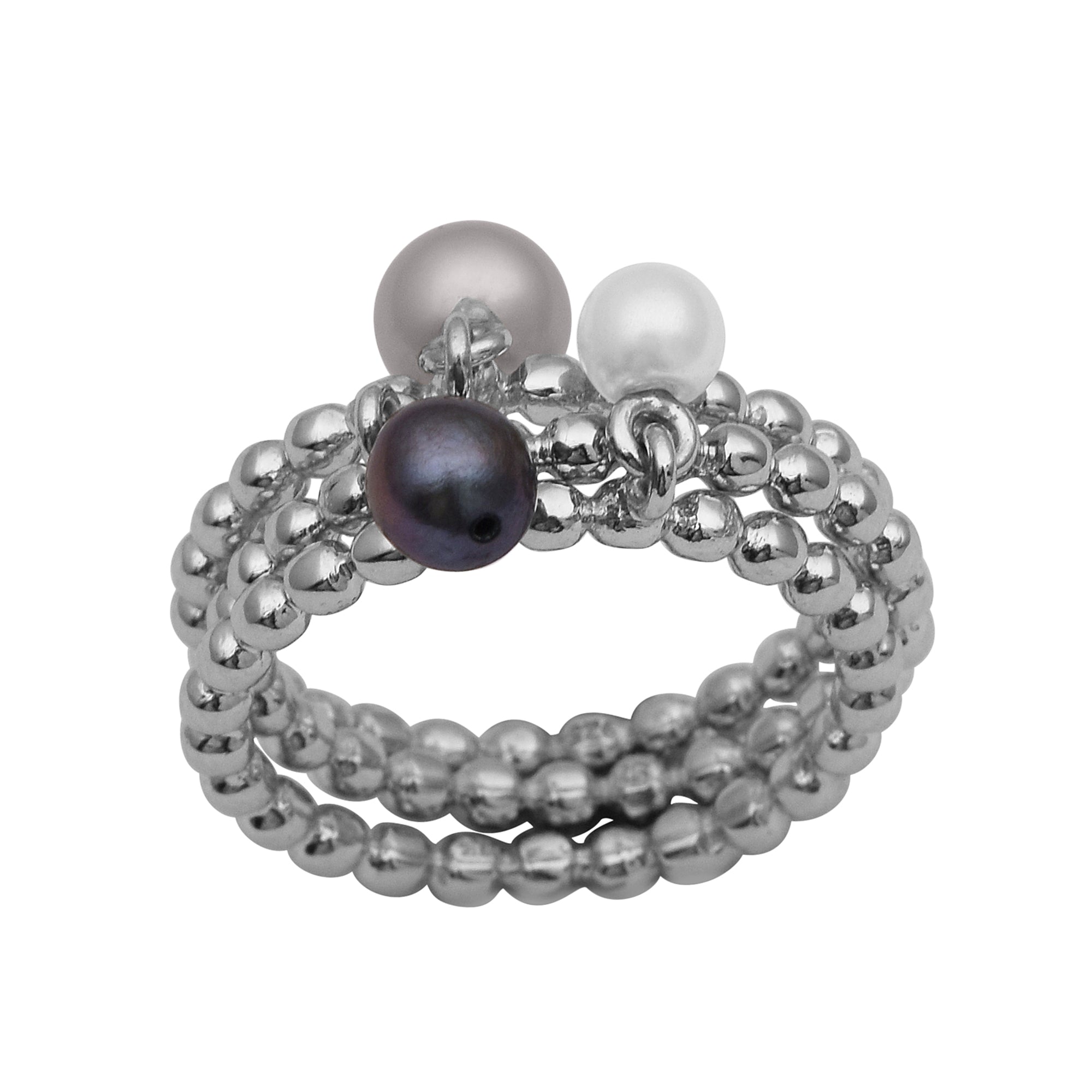 Multi Pearl Stackable Ring - Sterling Silver