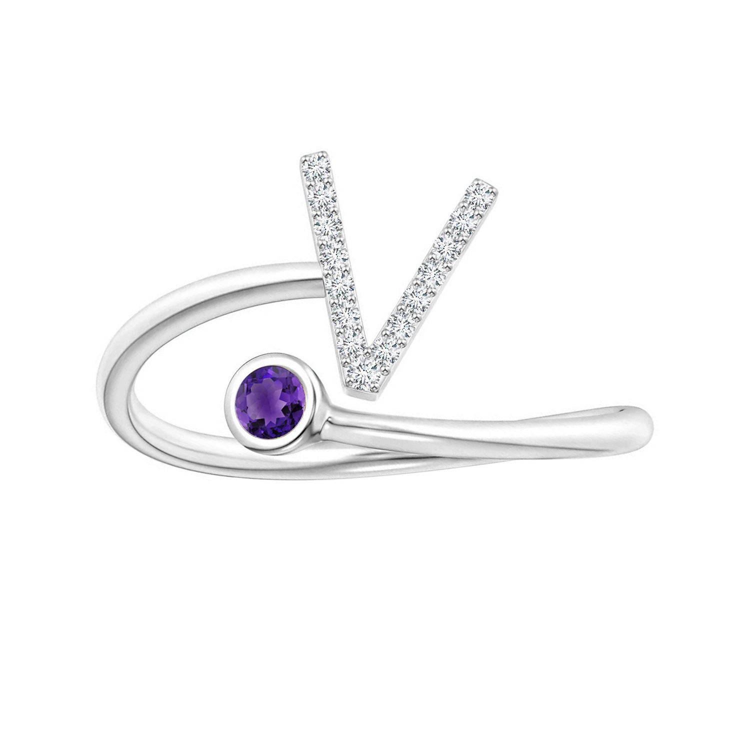 Initials Amethyst Alphabet Ring