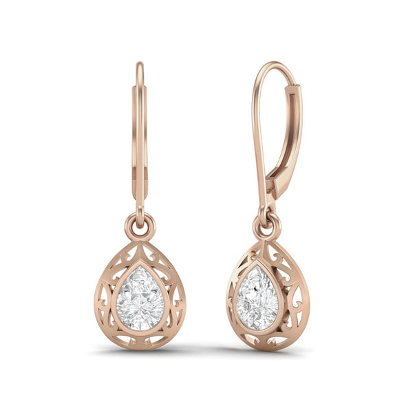 7x5 MM Pear Shape Moissanite Diamond 925 Sterling Silver Teardrop Dangle Earrings