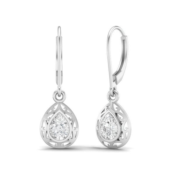 7x5 MM Pear Shape Moissanite Diamond 925 Sterling Silver Teardrop Dangle Earrings