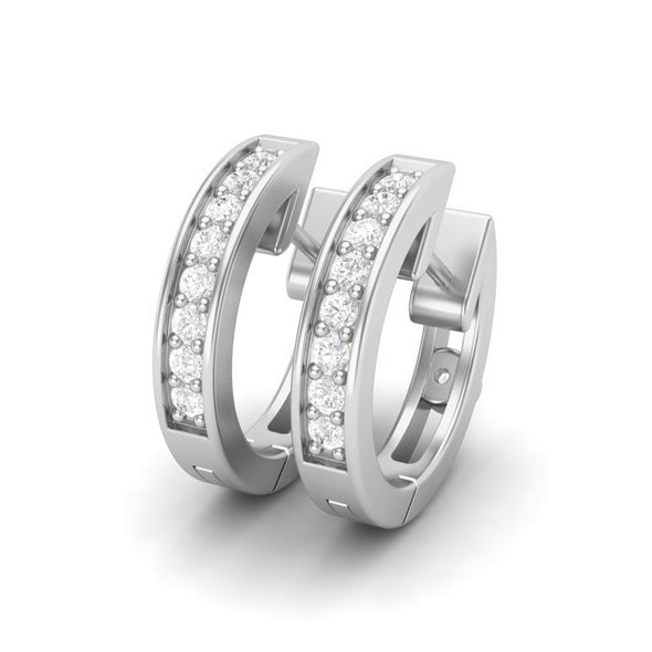 Solid 925 Sterling Silver Round Moissanite Diamond Huggie Hoops Small Earrings for women's