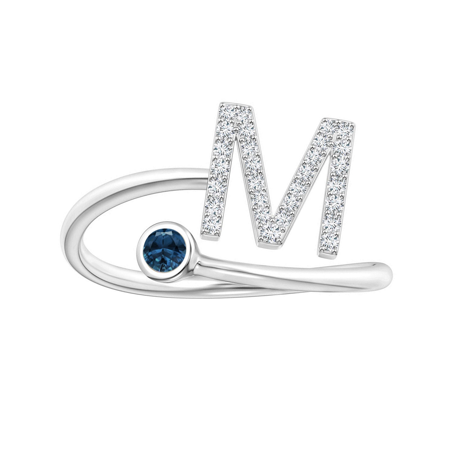 London Blue Topaz A-Z Initial Open Wrap Ring – Sterling Silver