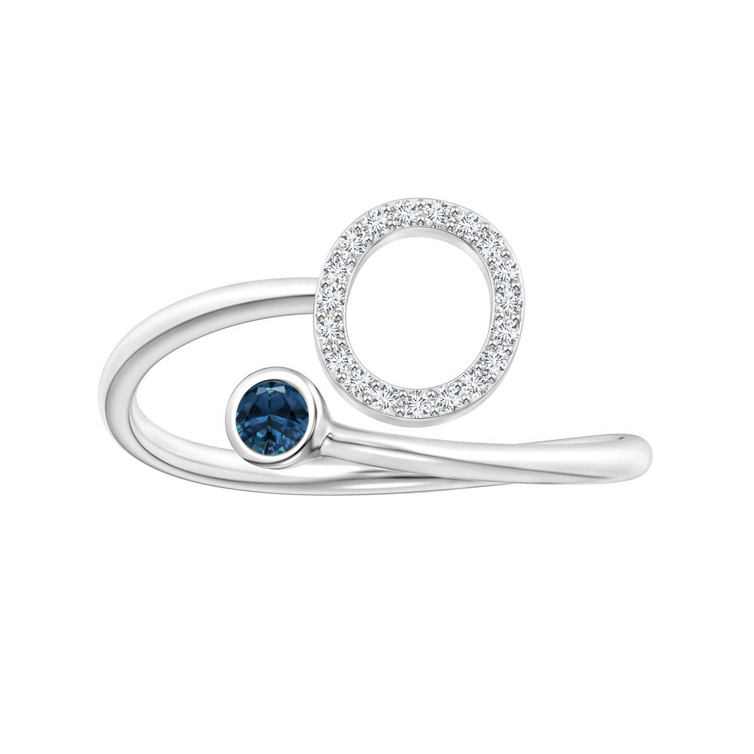 London Blue Topaz A-Z Initial Open Wrap Ring – Sterling Silver