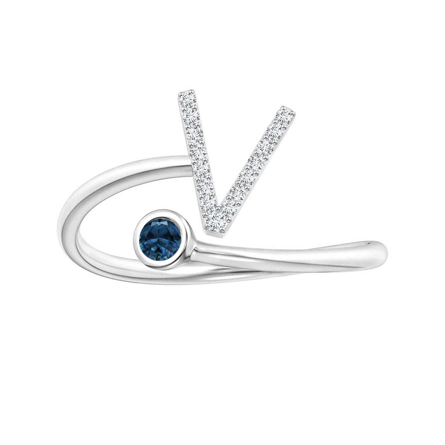 London Blue Topaz A-Z Initial Open Wrap Ring – Sterling Silver