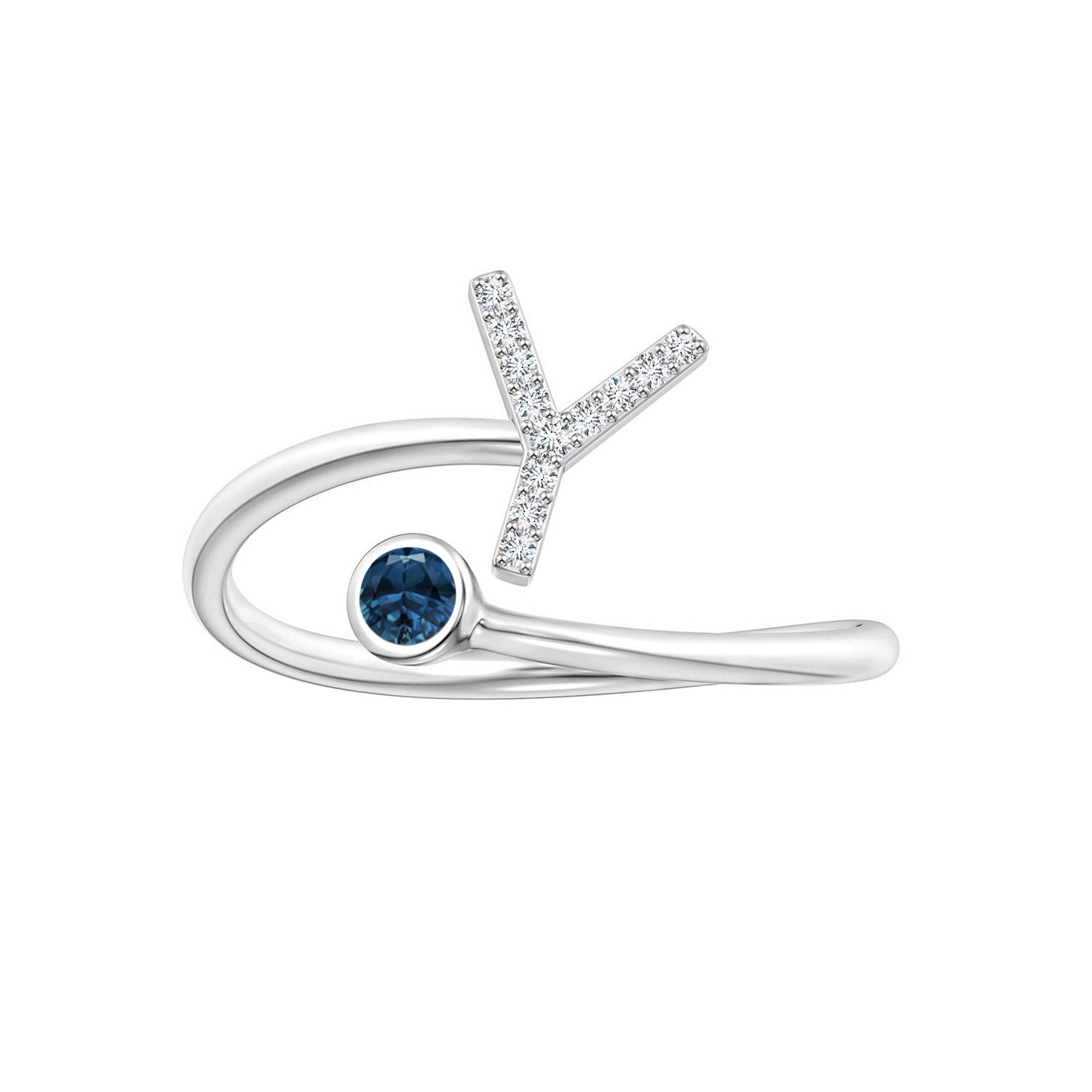 London Blue Topaz A-Z Initial Open Wrap Ring – Sterling Silver