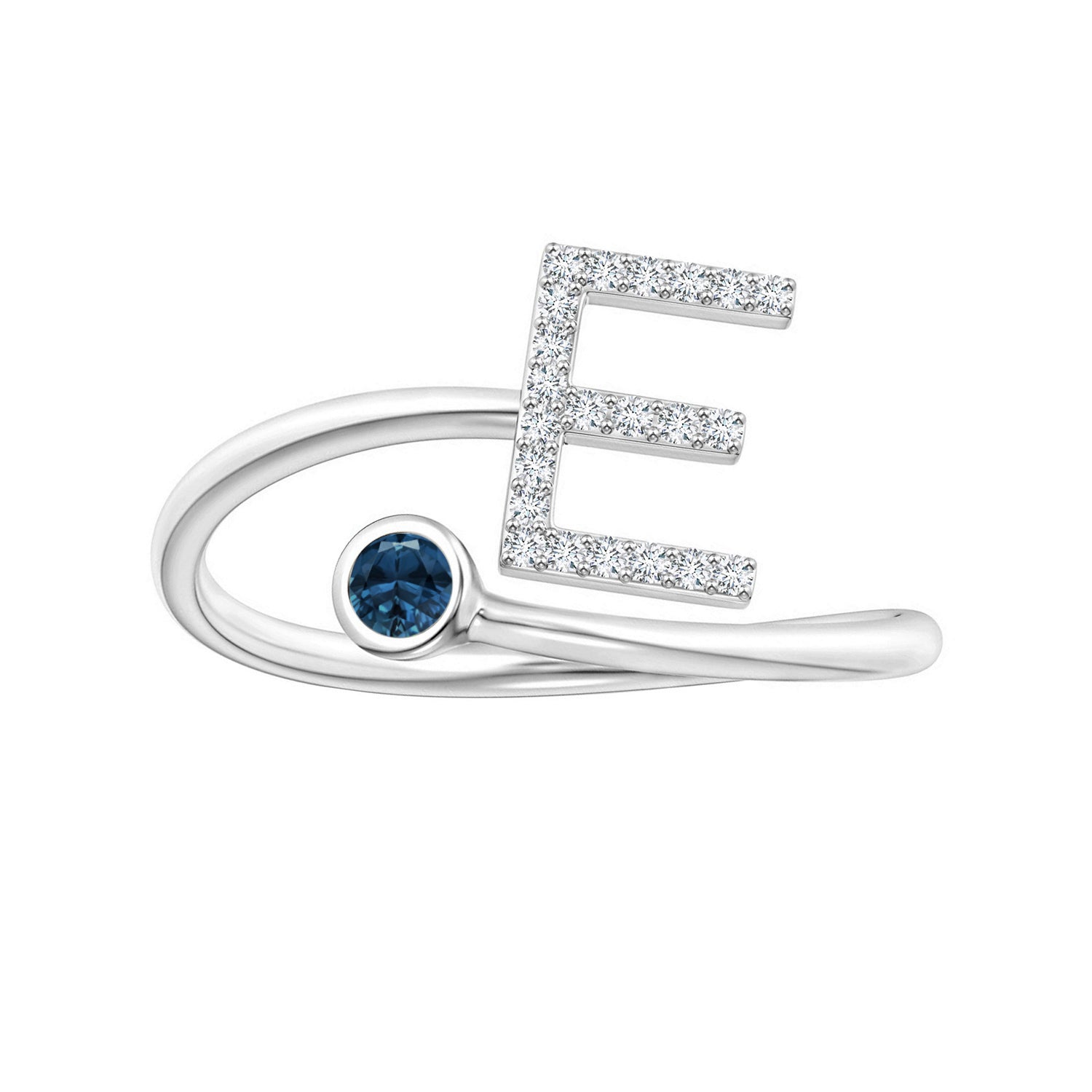 London Blue Topaz A-Z Initial Open Wrap Ring – Sterling Silver