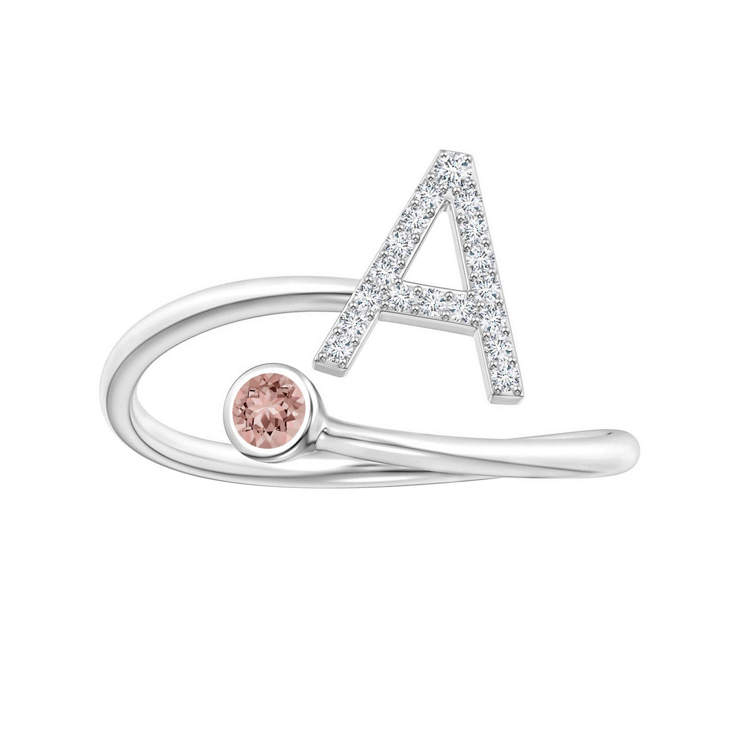 Initials Morganite Alphabet Ring
